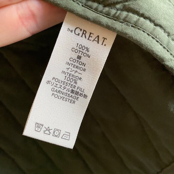 THE GREAT. Quilted Bomber Jacket Army Bandana Patchwork Size 1 Small Green NWT - Picture 9 of 13